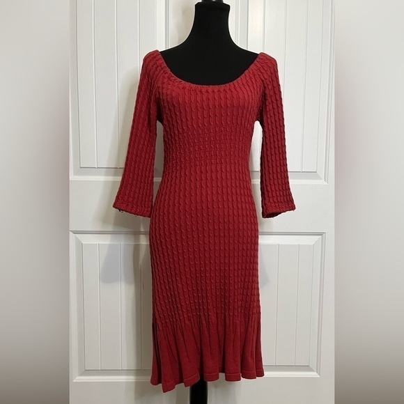 Anthropologie Maple Ribbed Sweater Dress Size Small Cableknit Cotton Angora - Picture 1 of 5
